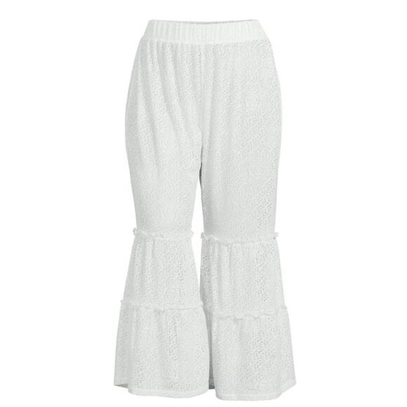 Crocheted Tiered Flared Leg Cover Up. - Picture 2 of 6